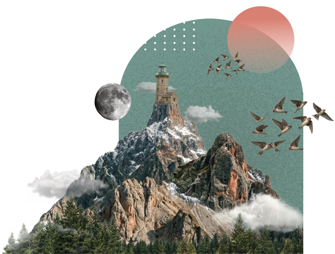 Mountain-inspired systems landscape for the portfolio visual identity