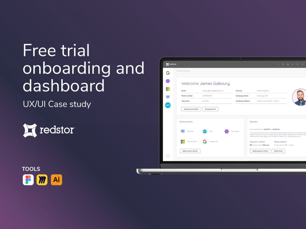 Redstor: free trial onboarding & customer dashboard